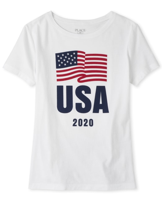 The Children's Place Womens Matching Family USA Olympics Graphic Tee (White)
