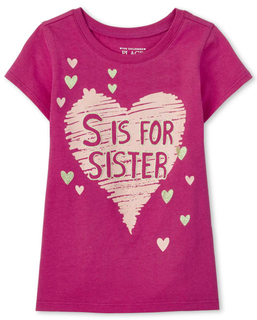 The Children's Place Baby And Toddler Girls Sister Graphic Tee (Palm Pink)