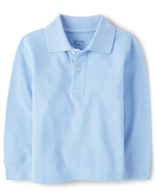 The Childrens Place Baby Boys Toddler Long Sleeve Uniform Polo Smoke 5T