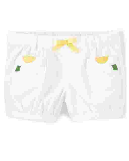 Pantalón corto de tirantes tejido con flores y apliques bordados para niñas - Sunny Daisies
