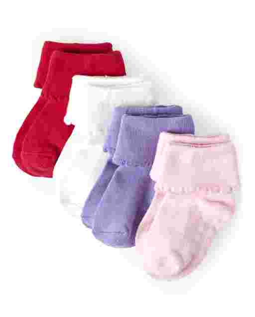 Paquete de 4 calcetines con puños giratorios para niñas - Juego diario