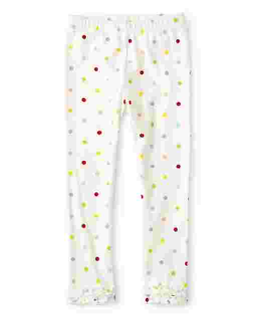 Leggings de punto con volantes y estampado de lunares para niñas - Birthday Boutique