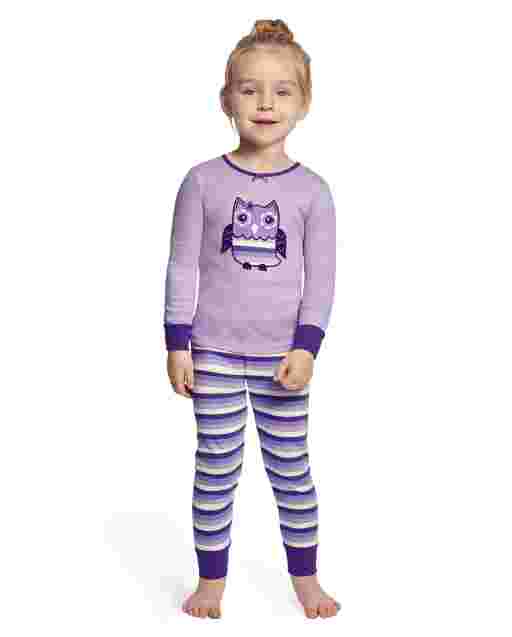 Girls Long Sleeve Whooo's Cute Snug Fit Cotton 2-Piece Pajamas - Gymmies
