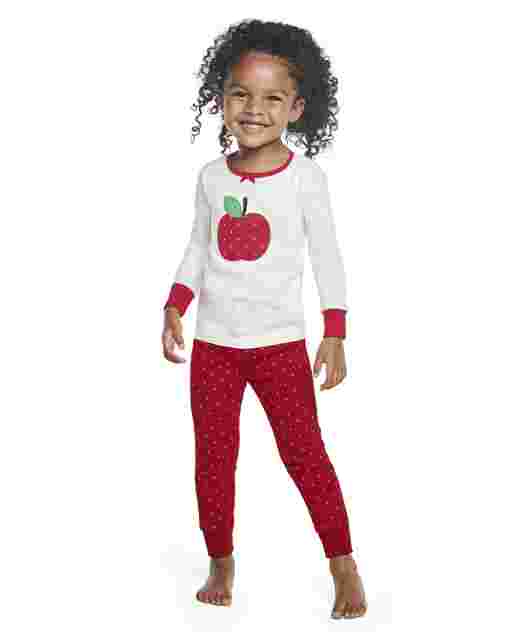 Girls Long Sleeve Candy Apple Snug Fit Cotton 2-Piece Pajamas - Gymmies