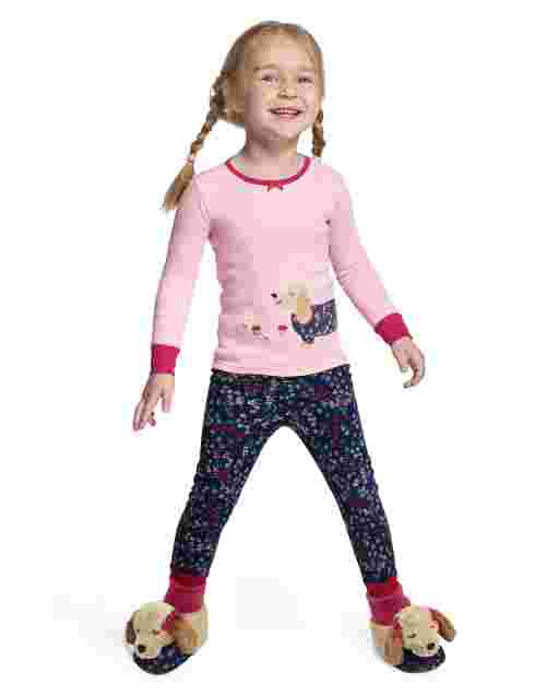 Girls Long Sleeve Preppy Puppy Snug Fit Cotton 2-Piece Pajamas - Gymmies