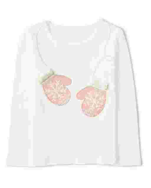 Top para niñas con mitones bordados de manga larga - Snow Princess