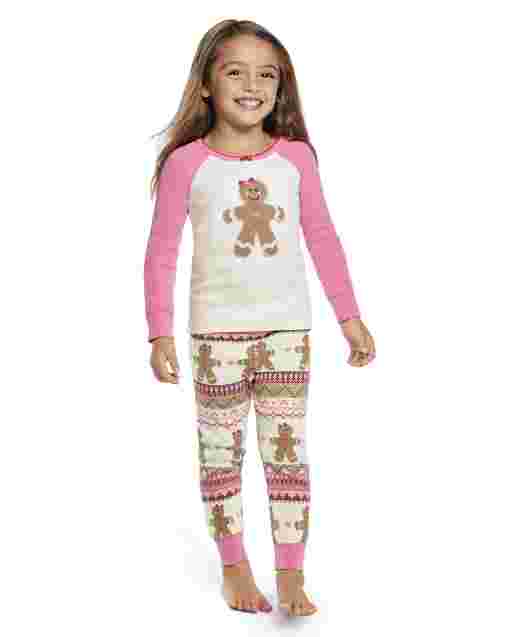 Girls Long Sleeve Gingerbread Snug Fit Cotton 2-Piece Pajamas - Gymmies