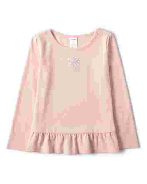 Top con peplum bordado de copo de nieve de manga larga para niñas - Every Day Play