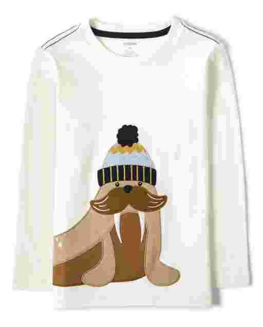 Top de morsa bordado de manga larga para niño - Aspen Lodge