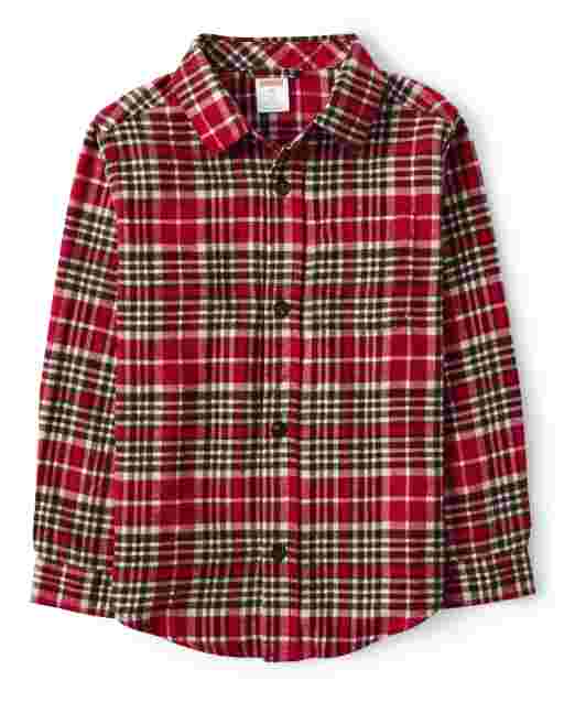 Camisa de sarga a cuadros de manga larga con botones para niño - Moose Mountain