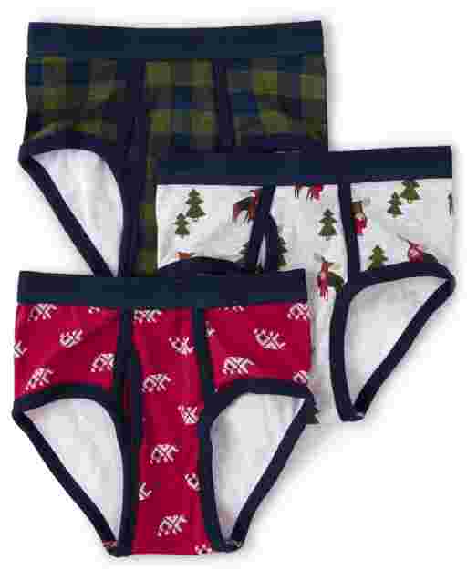 Pack de 3 calzoncillos con reno y oso para niños