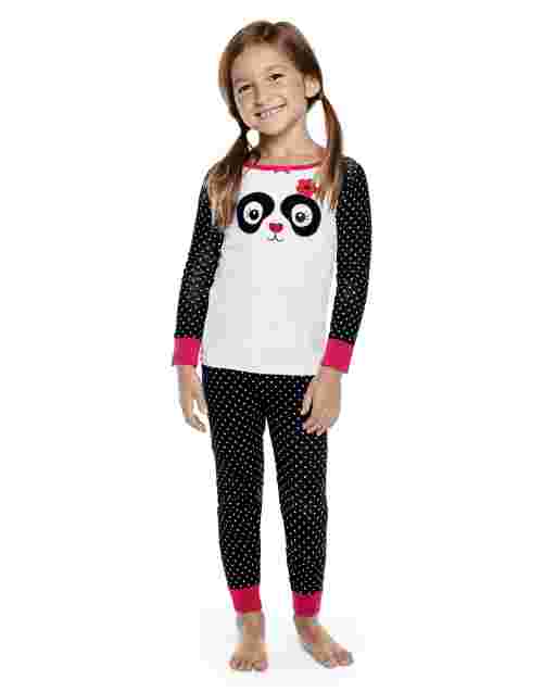 Girls Long Sleeve Panda Party Snug Fit Cotton 2-Piece Pajamas - Gymmies