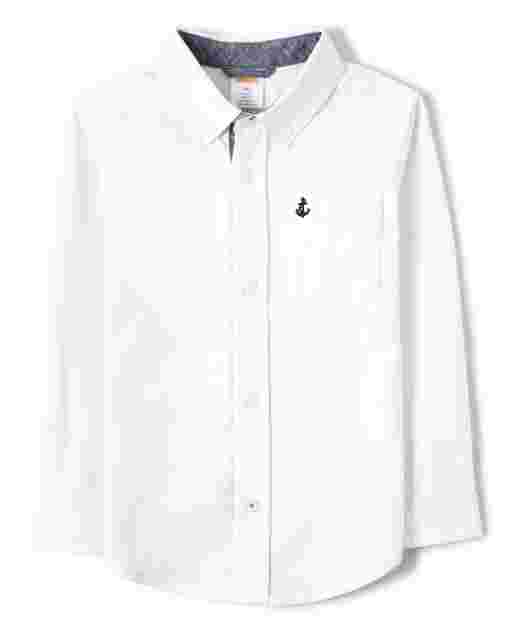 Camisa Oxford de manga larga bordada con botones para niño - Country Club
