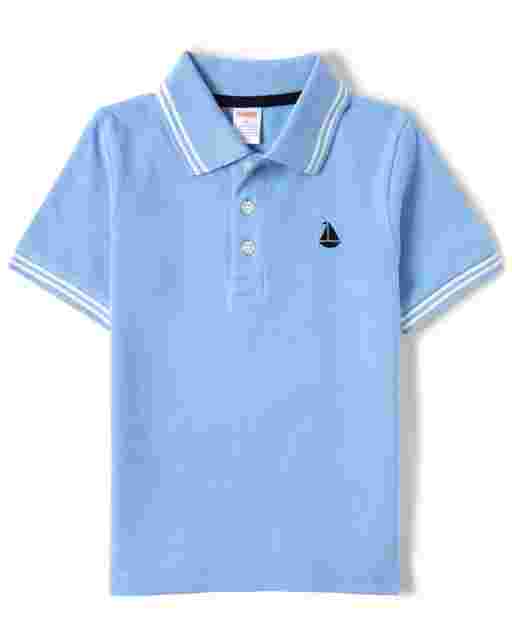 Polo de barco de vela bordado de manga corta para niño - Country Club