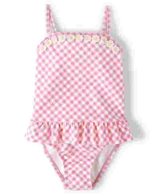 Bañador de una pieza con estampado de margaritas y estampado de margaritas sin mangas para niñas - Fiesta en el jardín