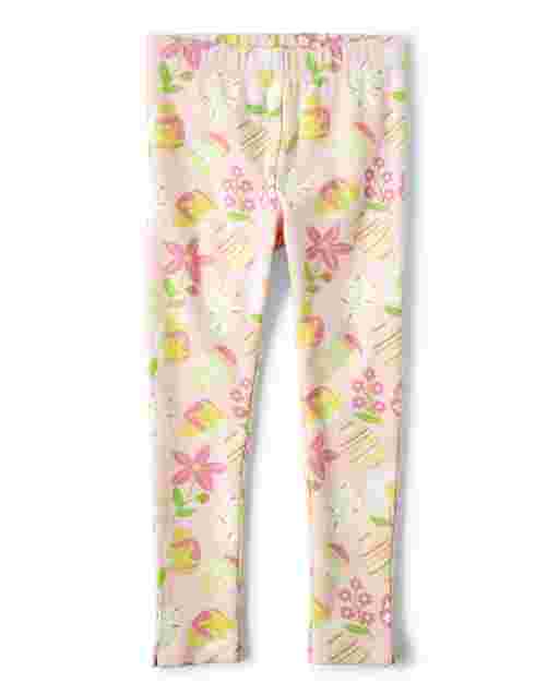 Leggings de punto con estampado de flores y huevos de Pascua para niñas - Fiesta en el jardín
