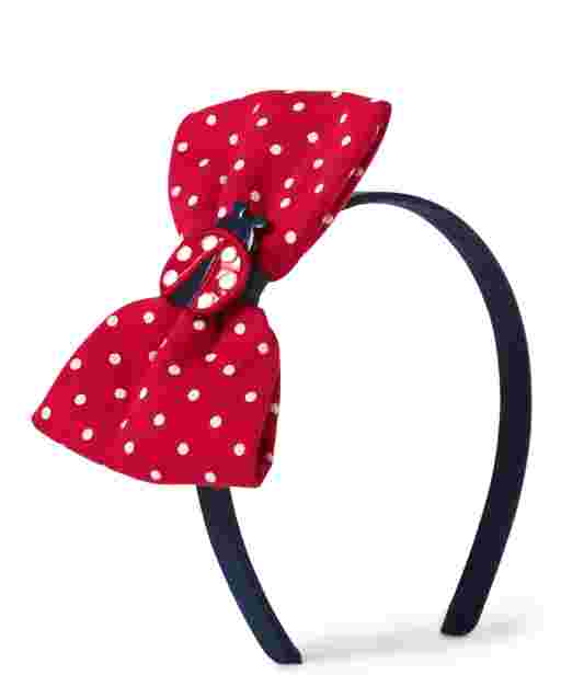 Diadema con lazo de lunares y apliques de mariquita para niñas - Pequeña mariquita