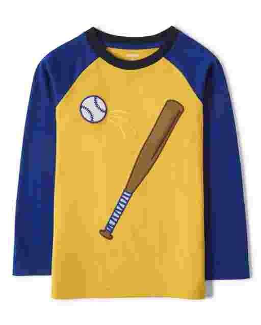 Camiseta de béisbol bordada con manga raglán larga para niños - Lil Champ