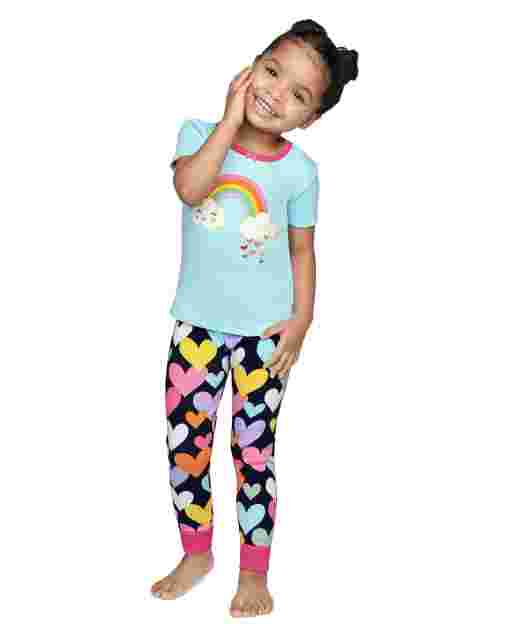 Pijama de 2 piezas de algodón con ajuste ceñido Sunshine Time de manga corta para niñas - Gymmies