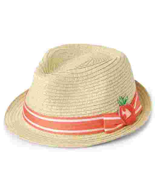 Sombrero Fedora de Paja para Niñas - Pretty Peach