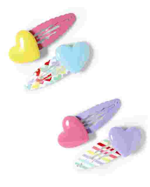 Paquete de 4 pinzas para el cabello con forma de corazón para niñas - Sunshine Time