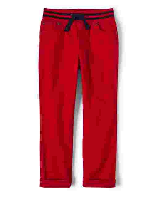 Pantalones con puños enrollados de sarga elástica tejidos para niños - Todo a bordo