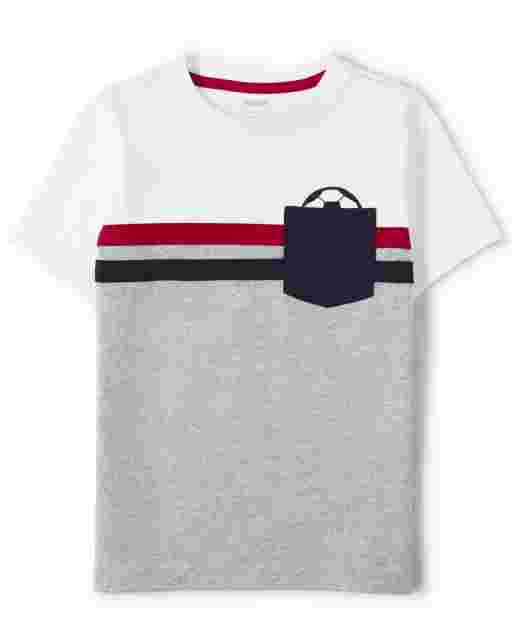 Camiseta de fútbol con bolsillo de colorblock de manga corta para niños - Ready, Set, Goal