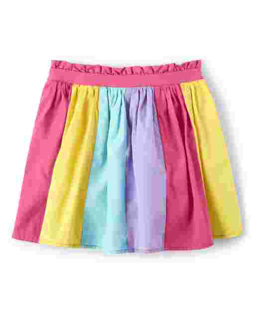 Falda pantalón niña de popelina arcoíris colorblock - Sunshine Time