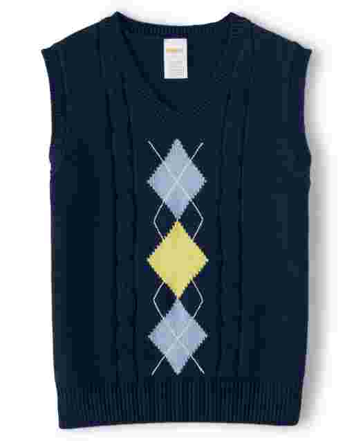 Chaleco tipo suéter de rombos sin mangas para niños - Country Club