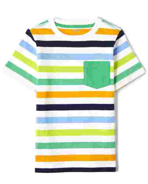 Top de bolsillo a rayas de manga corta para niños