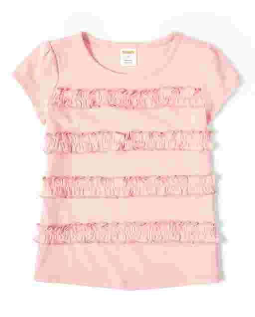 Top con volantes de manga corta para niñas - Fiesta en el jardín