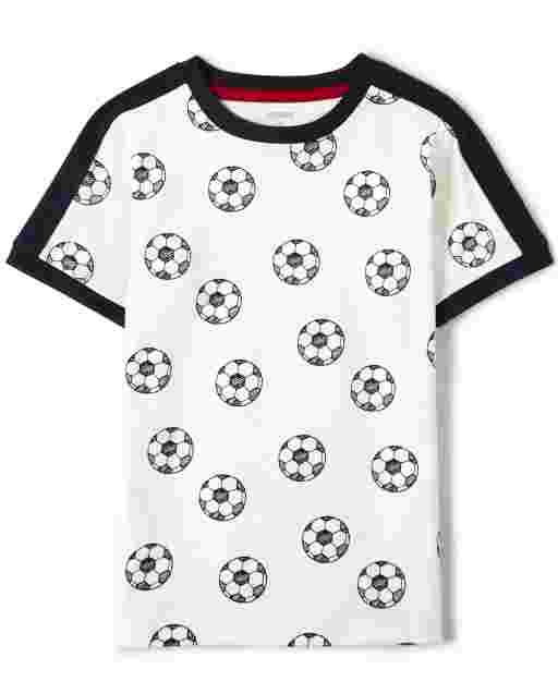 Camiseta con estampado de fútbol de manga corta para niños - Ready, Set, Goal