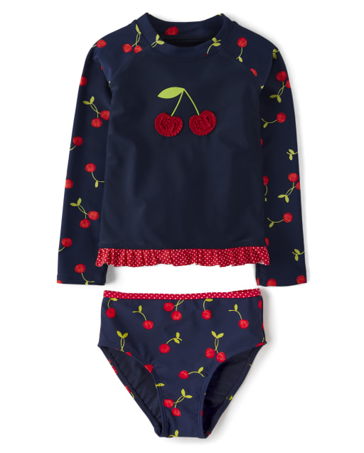 Girls Long Sleeve Cherry Rashguard Swimsuit Very Cherry BLUE Gymboree girls-long-sleeve-cherry-rashguard-swimsuit-very-cherry-blue-gymboree