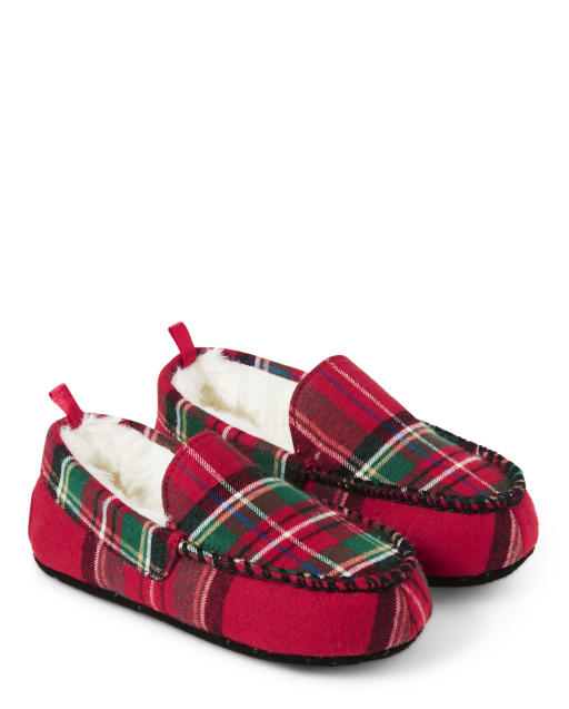 Unisex Plaid Flannel Moccasin Slippers Gymmies MULTI CLR Gymboree CA