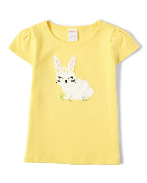 Girls Short Ruffle Sleeve Embroidered Bunny Top - Garden Party ...