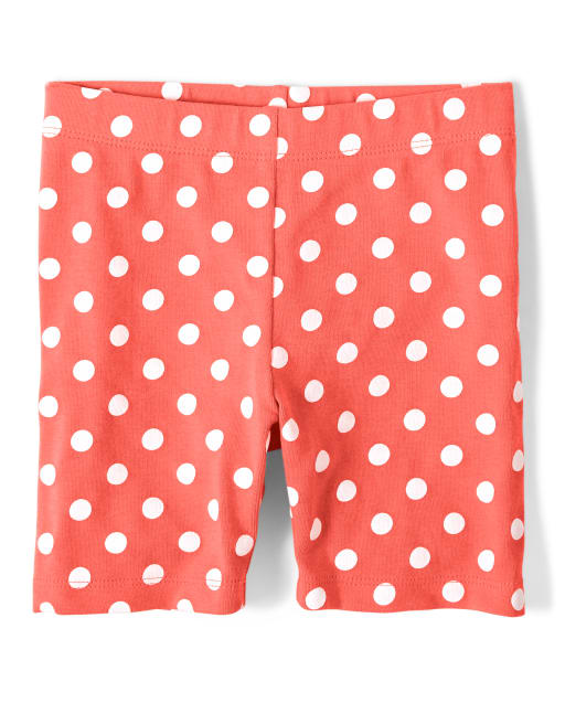 Girls Peach Cotton Printed Shorts