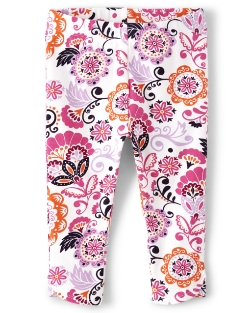 Sameria Lycra Capri Leggings - Pink Abstract Paisley Floral
