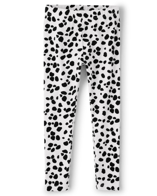 Girls Spotted Print Knit Leggings - Dalmatian Friends