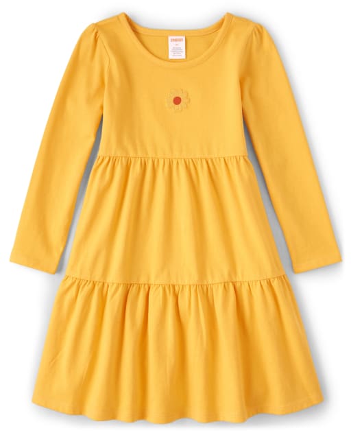 Girls long sleeve yellow dress top