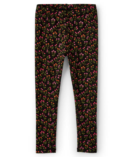 Black leggings with flowers sales