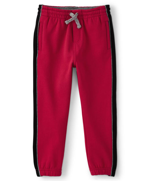 Boys Side Stripe Fleece Jogger Pants Fire Chief PURE RED Gymboree CA