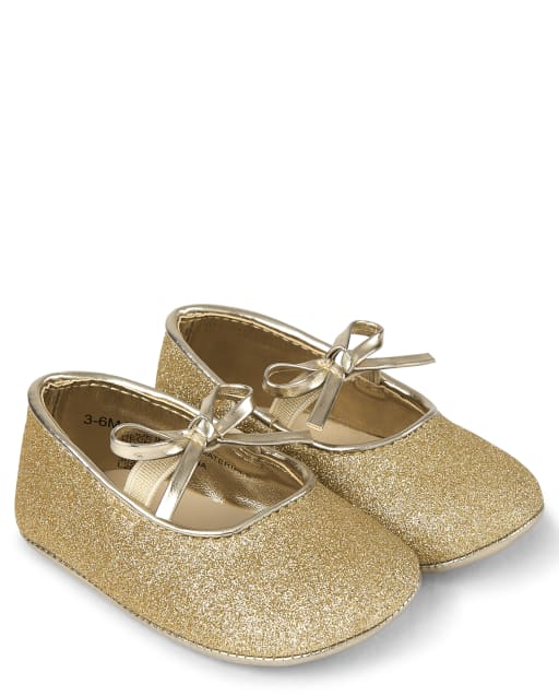 Baby Girls Glitter Ballet Flats Family Celebrations Green GOLD Gymboree CA