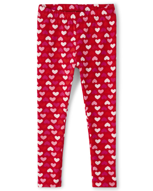Buy Juniors Heart Print Cotton Leggings with Elasticated Waistband Online