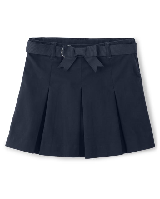 Girls Woven Pleated Skort with Stain and Wrinkle Resistance