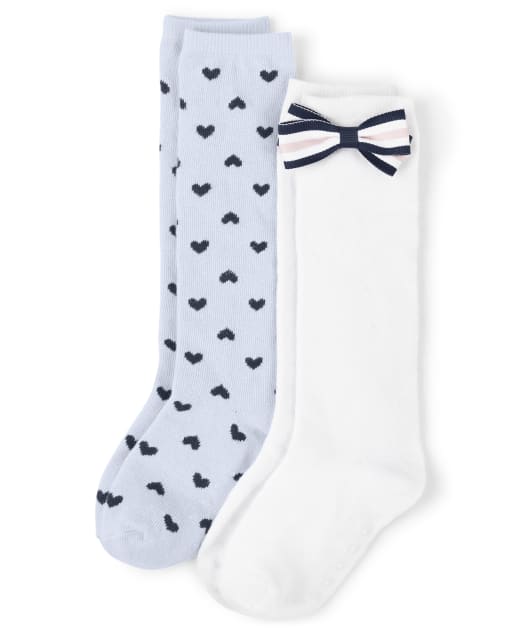 Navy Blue Striped Cotton Knee High Socks on Sale - 2 Pack