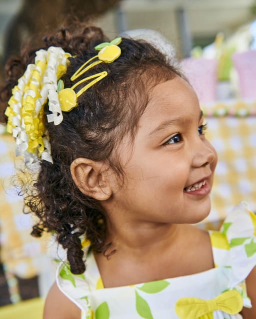 Girls Lemon Hair Clips And Curly Hair Tie 3-Piece Hair Set  display picture 2