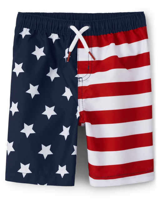 Boys american flag swim trunks store