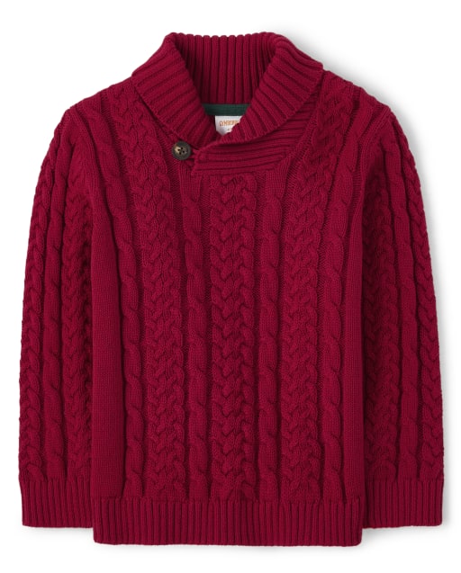 Boys Long Sleeve Cable Knit Shawl Sweater Holiday Traditions SALSA Gymboree