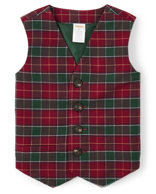 Boys plaid vest deals