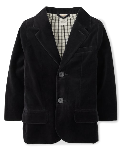Boys Velvet Blazer Black